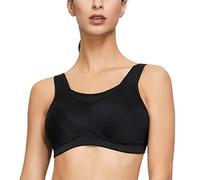 Deyllo Soutien-Gorge Sport Grand Maintien Running Grande Taille Minimiseur sans Armatures Non Rembourré (Noir, 125D)