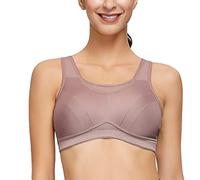 Deyllo Soutien-Gorge Sport Grand Maintien Running Grande Taille Minimiseur sans Armatures Non Rembourré(Ambre,36DDD)