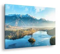 deyoli Bergsee in Slovénie Toile montée sur châssis en Bois véritable Impression numérique de Haute qualité avec Cadre en Bois, Pas de Poster ou de Panneaux, 120x80