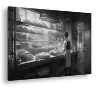 deyoli Heure du matin dans le magasin de boulangerie : une fête pour les sens Format : 60 x 40 cm Effet : noir et blanc comme image sur toile, Motif monté sur cadre en bois véritable, Impression