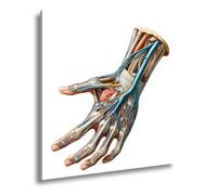 deyoli Impression sur toile Anatomie de la main, une tresse de nerfs, de muscles, format de vie : 60 x 60 cm XXL Impression d'art sur châssis Décoration murale pour salon