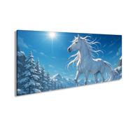 deyoli Impression sur toile Cheval blanc dans un massif de montagne enneigé 80 x 40 cm