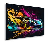 deyoli Impression sur toile Motif explosion de couleur et de vitesse sous forme de vernis Format : 70 x 50 cm XXL Impression d'art sur châssis Décoration murale pour salon