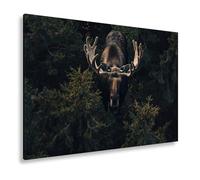 deyoli Impression sur toile représentant un élan majestueux dans l'ombre de la forêt - Format XXL : 120 x 80 cm - Impression d'art sur châssis - Décoration murale pour le salon
