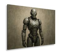 deyoli Impression sur toile représentant un guerrier métallique intemporel debout dans l'éternité poussiéreuse Format : 60 x 40 cm XXL Impression d'art sur châssis Décoration murale pour salon