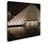 deyoli Louvre in Paris Tableau sur Toile avec Cadre en Bois véritable, Impression numérique de Haute qualité avec Cadre, Pas de Poster ou de Affiches, 70x70