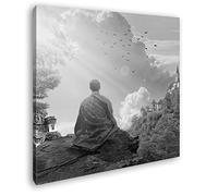 deyoli Mönch Cadre Photo en Bois véritable avec Cadre en Bois véritable Impression numérique de Haute qualité sans Poster ni Poster, 40x40