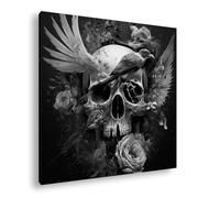 deyoli Nature vivante et mort en coexistence harmonieuse. Format : 40 x 40 cm. Effet : noir et blanc comme image sur toile, motif prêt à être encadré sur un cadre en bois véritable, impression