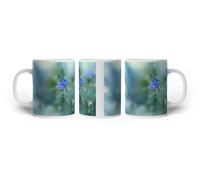 deyoli Tasse à motif Rêve de fleurs bleues dans la douce lumière du matin, beauté délicate, 300 ml, en céramique blanche/tasse à café/idée cadeau