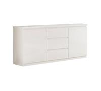 DEYTON - Buffet 2 Portes 3 Tiroirs Laqué Blanc Brillant