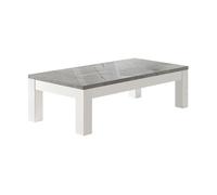 DEYTON - Table Basse L127cm Laquée Blanc et Gris Marbré