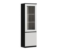 AltoBuy DEYTON - Vitrine Droite Laquée Noir et Blanc Brillant avec LEDs