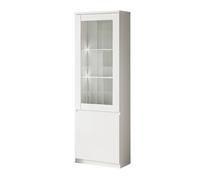 DEYTON - Vitrine Gauche Laquée Blanc Brillant avec Leds
