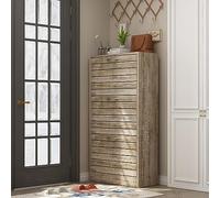 DEZAGCE Armoire à chaussures, meuble à chaussures, avec 3 rabats pour 12 à 18 paires de chaussures, séparateurs réglables et amovibles, pour couloir, chambre, salon, entrée, MDF, marron