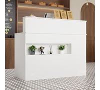 DEZAGCE Comptoir de réception, comptoir d'accueil, comptoir de réception, comptoir de Magasin,pour la Maison, Le Bureau, Le Salon,Blanc, MDF, 100 x 120 x 50 cm