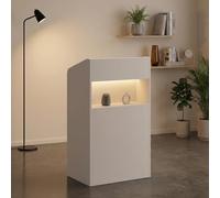 DEZAGCE Petit comptoir de réception avec tiroir verrouillable, comptoir de réception avec espace de rangement, table de caisse pour salon, bureau, magasin, cabinet et salle de réception, blanc, 58,9 ×