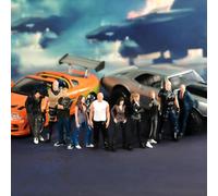 DEZARO Lot de 9 figurines peintes 1/87 1/64 1/43 1/24 Scale Paul Walker Gal Gadot Dwayne Johnson Figures Mini Scene Props Doll Véhicules Cars Model Toys (échelle 1/64)