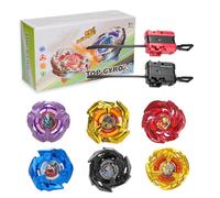 DEZAWRTY X Kreisel Battle Set, 6 toupies de Combat, 2 lanceurs, Gyro Starter Pack pour garçons, Jouets pour Enfants, Jouets d'anniversaire, 6+