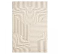 DEZENCO Tapis Cuisine, 40 X 60 Cm, Couleur Écru, Motif Simple Graphique en Relief, Tissé en Turquie, Poils Ras Pratique, Idéal pour Entrée Ou Couloir, 9592