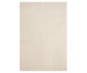 DEZENCO Tapis Cuisine, 40 X 60 Cm, Couleur Écru, Motif Simple Graphique en Relief, Tissé en Turquie, Poils Ras Pratique, Idéal pour Entrée Ou Couloir, 9592