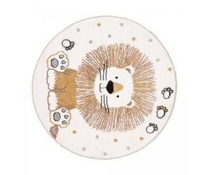 DEZENCO Tapis Enfant ⌀ 100cm, Tapis Salon Tapis Ecru, Tapis Rond, 9598