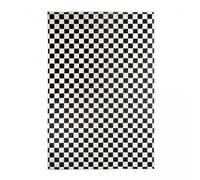 DEZENCO Tapis Exterieur, 200 X 290 Cm, Noir Et Blanc, Motif Géométrique Damier, Style Kilim Tissé Fabriqué en Belgique, Terrasse Jardin Grand Salon, 12048
