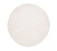 DEZENCO Tapis Rond, Ø 200 Cm, Rond Accueillant, Motif Simple, Écru, Tissé en Turquie, Poils Ras Pratiques, pour Salle De Gym Ou Salon, 9592