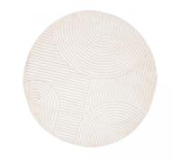 DEZENCO Tapis Salon ⌀ 200cm Tapis Ecru Motif Simple, Tapis de Forme Rond, 9592