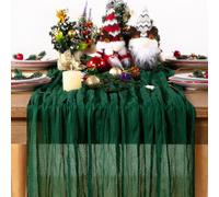 DeZerlor Chemin de table en étamine, vert émeraude, 304,8 cm, gaze bohème, décoration de table pour mariage, fête prénatale, Saint-Valentin