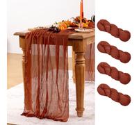 DeZerlor Lot de 4 chemins de table en étamine, couleur terre cuite, orange brûlé, 305,8 cm en tissu rouille pour décoration de table, mariage, fête prénatale, Saint-Valentin
