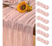 DeZerlor Lot de 6 chemins de table en étamine, rose clair, 304,8 cm - Décoration de table pour mariage, fête prénatale, Saint-Valentin