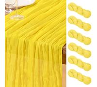 DeZerlor Lot de 6 chemins de table en mousseline jaune citron pour printemps et Pâques - Chemins de table en gaze pour arche de mariage, décoration de table pour fête bohème, mariage, fête prénatale