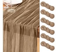 DeZerlor Lot de 6 chemins de table en mousseline nude pour printemps et Pâques - Gaze bohème de 305 cm - Nappe en tissu fromage pour mariage, fête prénuptiale, fête prénatale, fêtes