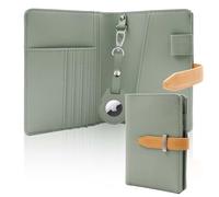 Deziliao AirTag - Porte-Passeport pour Homme et Femme, Joli Portefeuille avec Fente AirTag, Multi-Usage, Blocage RFID, Portefeuille de Voyage pour Passeport (Vert Mousse)