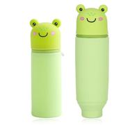 DEZP 1 Pièce Kawaii Étui École 2 En 1 En Silicone Souple, 18.5 * 6.5 Cm Porte-Stylos De Table, Thème Animaux Trousse Pour Legami Stylo Fermeture À Glissière, Crayons Crayons Stylos (grenouille)