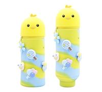 DEZP 1 Pièce Kawaii Étui École 2 en 1 en Silicone Souple, 18.5 * 6.5 Cm Porte-Stylos De Table, Thème Animaux Trousse pour Legami Stylo Fermeture À Glissière, Crayons Crayons Stylos(Poussin,I)