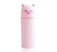 DEZP 1 Pièce Kawaii Étui École 2 En 1 En Silicone Souple, 18.5 * 6.5 Cm Porte-Stylos De Table, Thème Animaux Trousse Pour Legami Stylo Fermeture À Glissière, Crayons Crayons Stylos (porcin)
