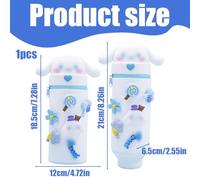 DEZP 1 Pièce Kawaii Étui École 2 En 1 En Silicone Souple, 18.5 * 6.5 Cm Porte-Stylos De Table, Thème Dessin Animé Trousse Pour Legami Stylo Fermeture À Glissière, Crayons Crayons Stylos(bleu,C)