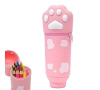 DEZP 1 Pièce Kawaii Étui École 2 en 1 en Silicone Souple, 18.5 * 6.5 Cm Porte-Stylos De Table, Thème Patte De Chat Trousse pour Legami Stylo Fermeture À Glissière, Crayons Crayons Stylos(Rose,A)