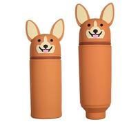 DEZP Kawaii Étui École 2 En 1 En Silicone Souple, 18.5 * 6.5 Cm Porte-Stylos De Table, Série Animale Trousse Pour Legami Stylo Fermeture À Glissière, Trousse Pour Crayons Stylos(chiot,A)