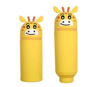 DEZP Kawaii Étui École 2 En 1 En Silicone Souple, 18.5 * 6.5 Cm Porte-Stylos De Table, Série Animale Trousse Pour Legami Stylo Fermeture À Glissière, Trousse Pour Crayons Stylos(girafe,H)