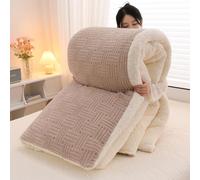 DEZYPZAM Couette Hiver TrèS Chaude, Chaud Et Confortable, Hiver Couverture 2 Personne Laine, Très Chaud Couette Epaisse Moelleuse éDredon Adulte Edredon Gonflant (Kaki,180x220cm (3 Kg))