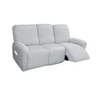 DEZYPZAM Housse de Fauteuils Relax Inclinable Electrique 1/2/3/4 Places, Housse de Fauteuil Inclinable Extensible, Couverture De Fauteuil Relax avec Poche (Gris,3 Places)