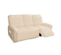 DEZYPZAM Housse de Fauteuils Relax Inclinable Electrique 1/2/3/4 Places, Housse de Fauteuil Inclinable Extensible, Couverture De Fauteuil Relax avec Poche (Kaki,3 Places)