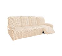 DEZYPZAM Housse de Fauteuils Relax Inclinable Electrique 1/2/3/4 Places, Housse de Fauteuil Inclinable Extensible, Couverture De Fauteuil Relax avec Poche (Kaki,4 Places)