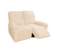 DEZYPZAM Housse de Fauteuils Relax Inclinable Electrique 1/2/3/4 Places, Housse de Fauteuil Inclinable Extensible, Couverture De Fauteuil Relax avec Poche (Kaki,2 Places)