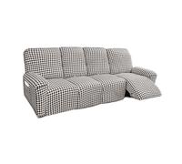 DEZYPZAM Housse de Fauteuils Relax Inclinable Electrique 1/2/3/4 Places, Housse de Fauteuil Inclinable Extensible, Couverture De Fauteuil Relax avec Poche (Café,4 Places)