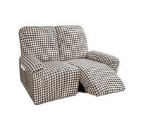 DEZYPZAM Housse de Fauteuils Relax Inclinable Electrique 1/2/3/4 Places, Housse de Fauteuil Inclinable Extensible, Couverture De Fauteuil Relax avec Poche (Café,2 Places)