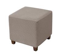 DEZYPZAM Housse de Pouf Carrée Extensible, Housse pour Repose-Pieds Carré Jacquard, Protection pour Repose-Pieds, Tabouret de Rangement, Lavable en Machine (Kaki)