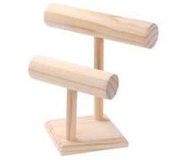 Dezzhou Porte-bijoux élégant en bois avec tige en T - Présentoir à bijoux élégant en bois - Organisateur de rangement pour bracelets et montres - Double couche